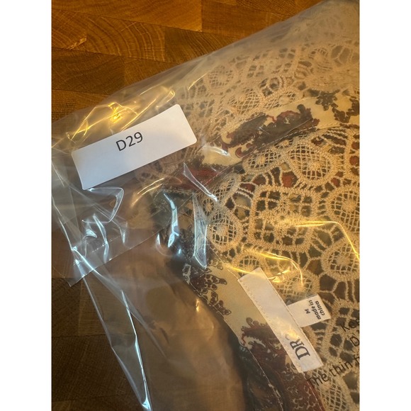 DR2‎ Paisley Dress Medium Bohemian Lace Accent Roll Tab Sleeve Tie Waist - Picture 7 of 8